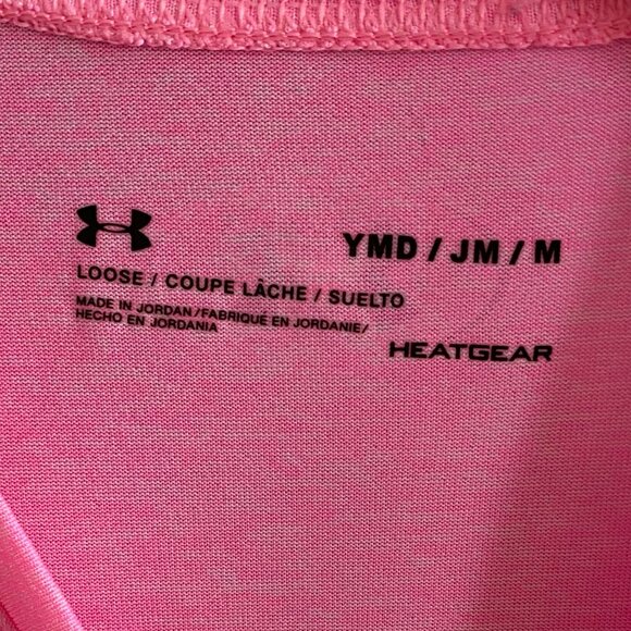 Under Armour pink dri fit short sleeve shirt womens size YM & YLG - Picture 3 of 11